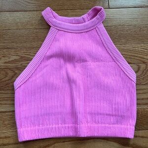 Aerie Pink Ribbed Halter Top - Size Small